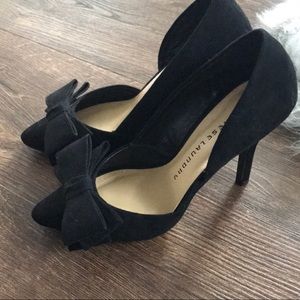 Black suede pumps
